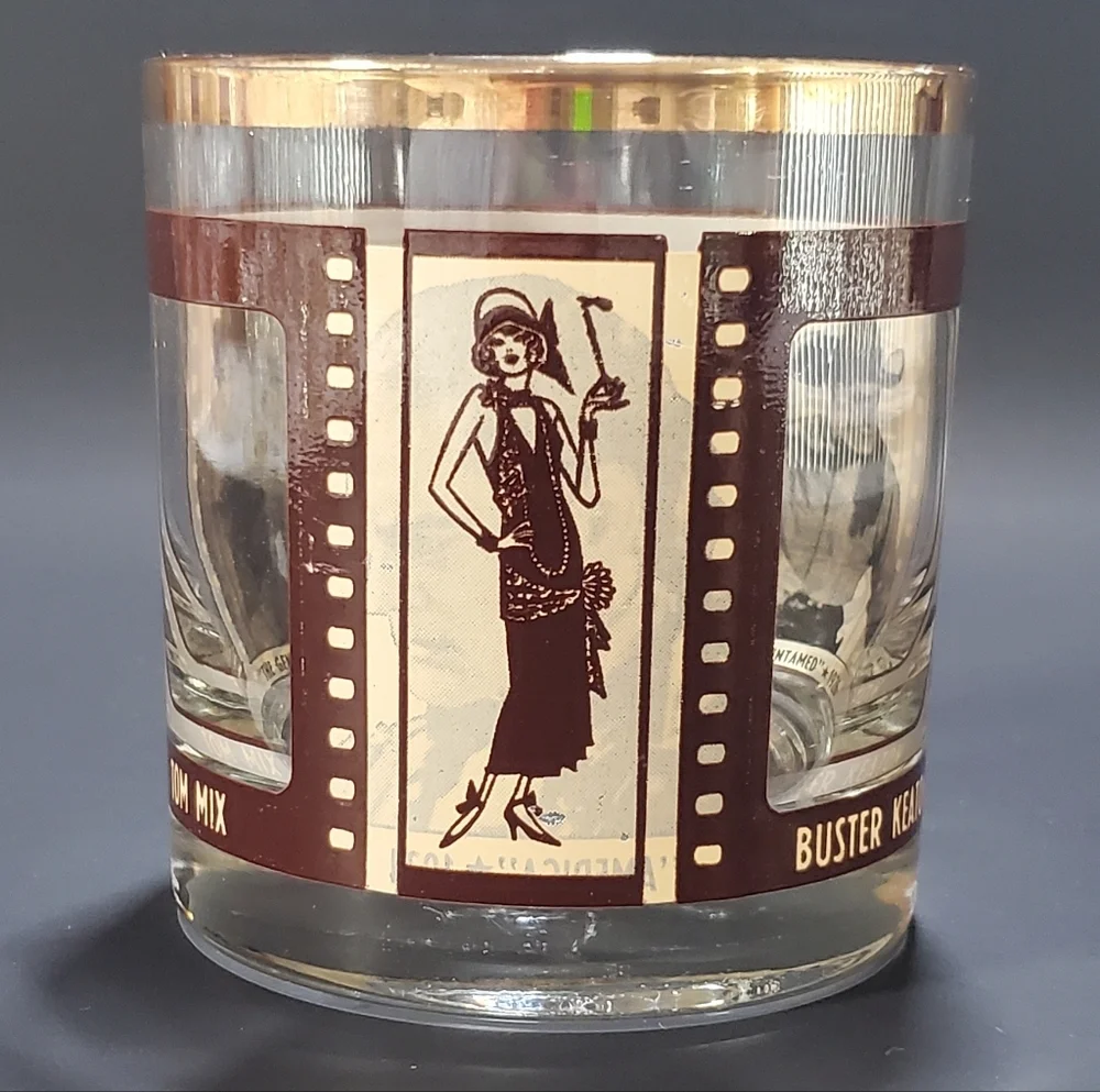 HouzeArt Roaring Twenties Cinema Movie Film Star Highball Glass Vintage 70s
